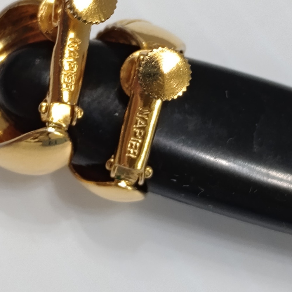 Vintage Napier Gold Tone Hoop Earrings‎ Clip On Screw Back Signed Retro - Picture 8 of 10